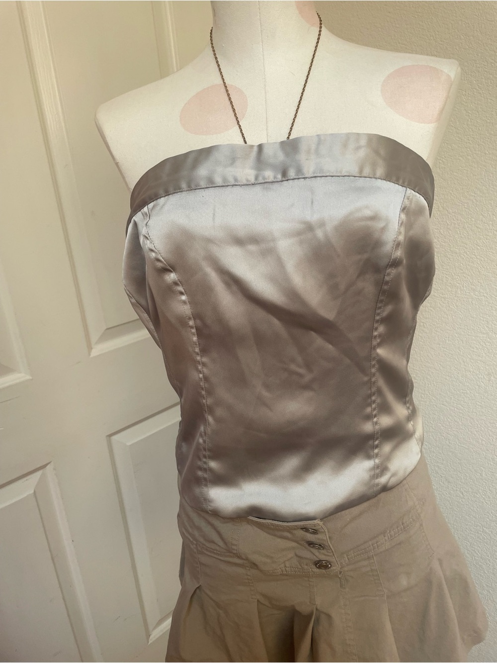 wild fable Silver Satin Strapless Camisole